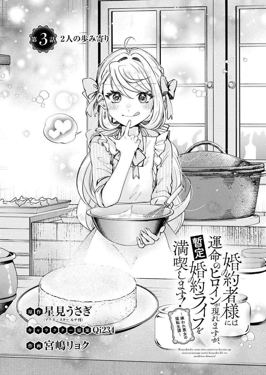 Konyakusha-sama ni wa Unmei no Heroine ga Arawaremasu ga, Zantei Konyaku Life wo Mankitsu shimasu! Chapter 3 3ページ