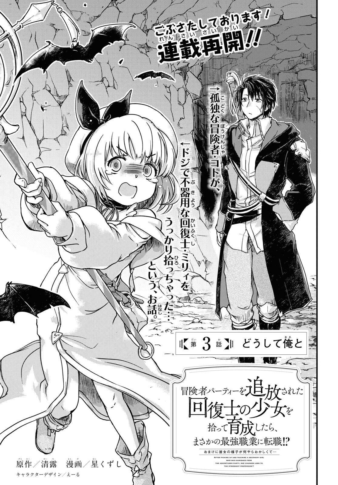 Boukensha Party wo Tsuihou Sareta Kaifukushi Shoujo wo Hirotte Ikusei Shitara Masaka no Saikyou Shokugyou ni Tenshoku!? Omake ni Kanojo no Yousu ga Nani Yara Okashikute... Chapter 3 3ページ