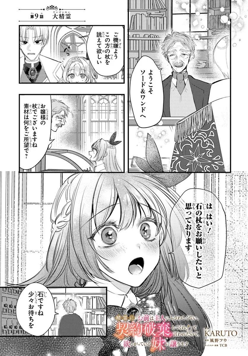 Seirei ni "Omae wa Shujin ni Fusawashikunai, Keiyaku Haki shite kure!' to Iwareta node, Hoshigatteiru Imouto ni Yuzurimasu Chapter 9.1 1ページ
