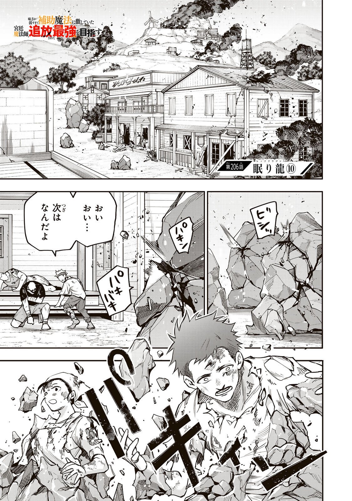Mikata ga Yowasugite Hojo Mahou ni Tesshiteita Kyuutei Mahoushi, Tsuihou Sarete Saikyou wo Mezashimasu Chapter 206 1ページ