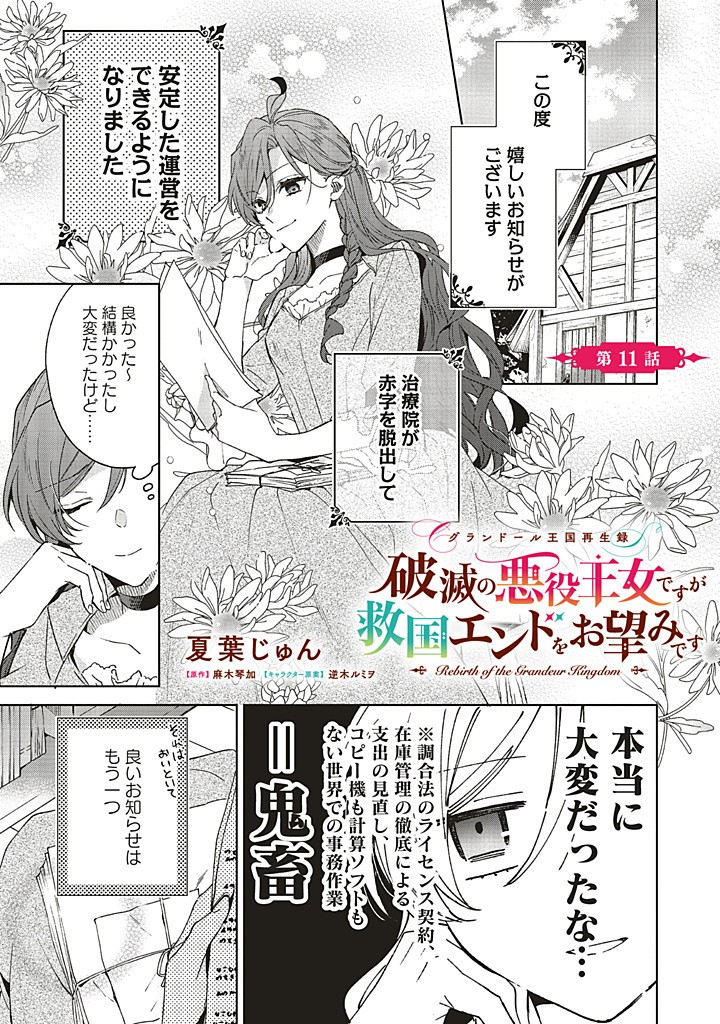 Grandeur Oukoku Saiseiroku - Hametsu no Akuyaku Oujo desu ga Kyuukoku End wo Onozomi desu Chapter 11.1 1ページ