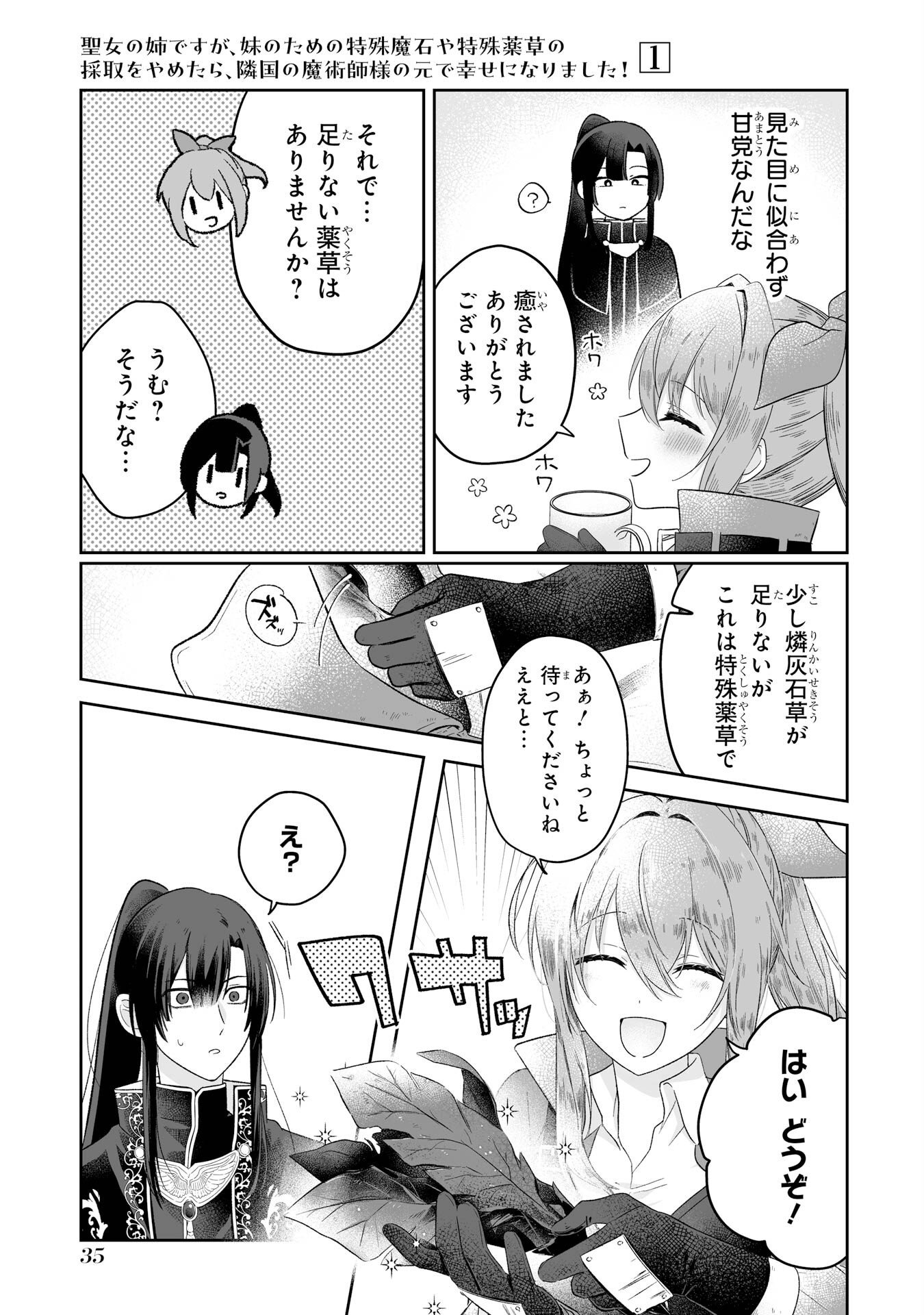 Seijou no Ane desu ga, Imouto no Tame no Tokushu Masekiya Tokushu Yakusou no Saishu wo Yametara, Ringoku no Majutsushi-sama no Moto de Shiawase ni narimashita! Chapter 1 33ページ