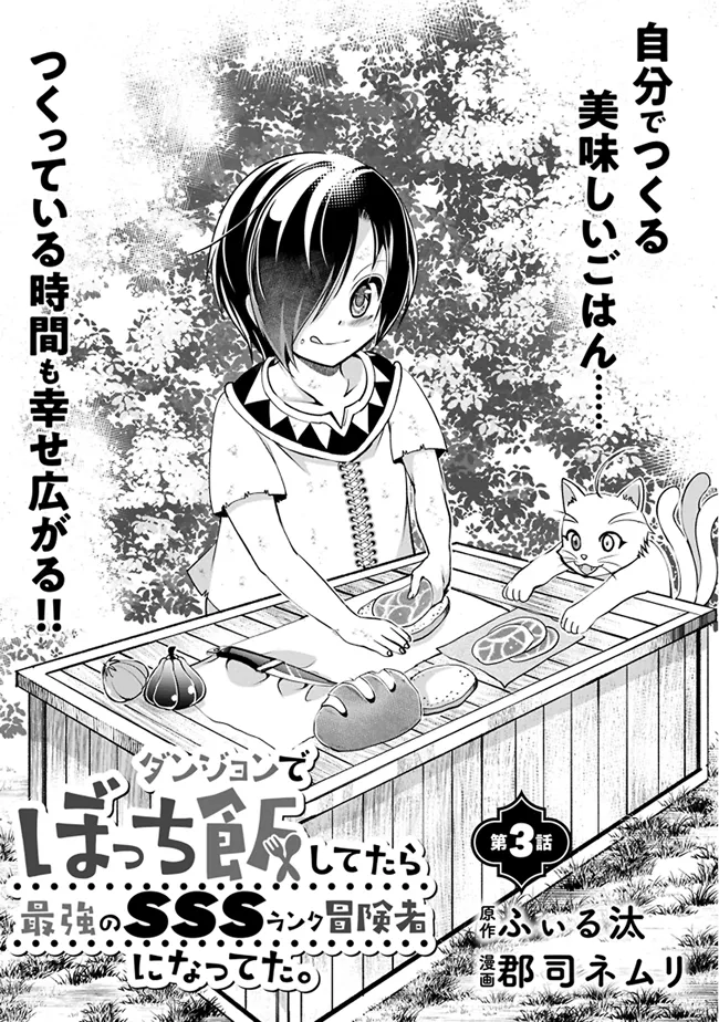 Dungeon de Bocchi Meshi Shitetara Saikyou no SSS Rank Boukensha ni Natteta. Chapter 3 1ページ