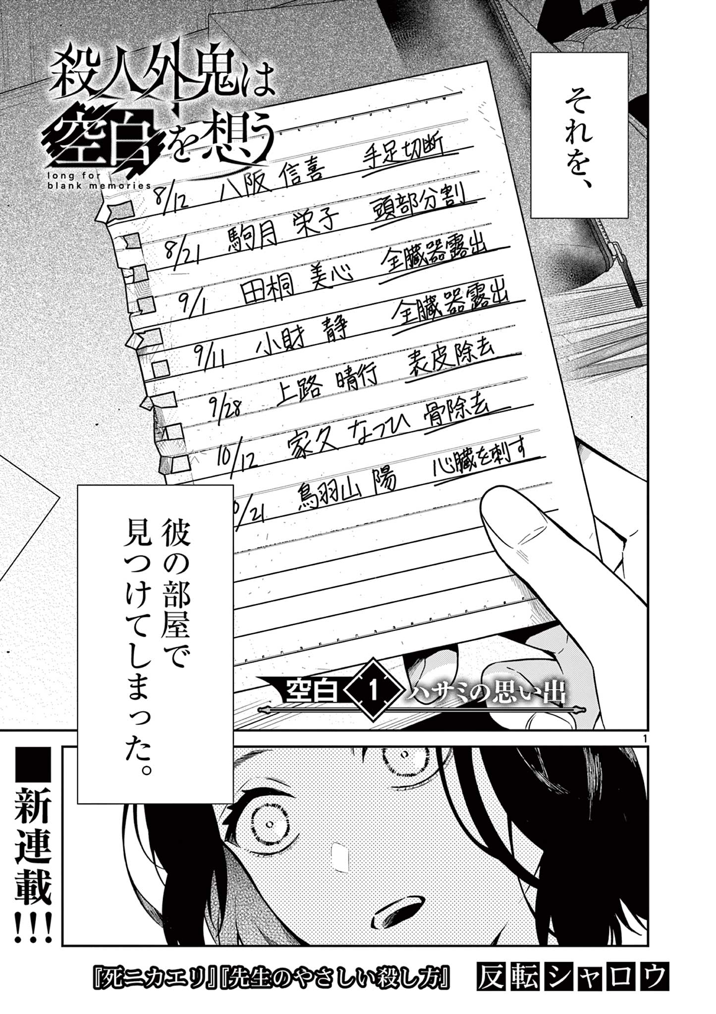 Satsujingaiki wa Kuuhaku wo Omou Chapter 1 1ページ