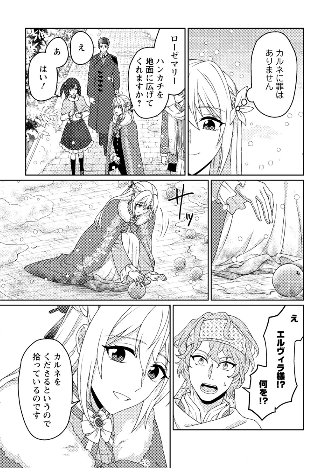 Ouhi ni Naru Yotei Deshita ga, Nise Seijo no Omei o Kiserareta no de Toubou Shitara, Koutaishi ni Dekiai Saremashita. Sochira mo Douzo Oshiawase ni. Chapter 35.2 9ページ